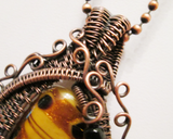Oxidized Copper Wire Woven & Lampwork Glass Pendant