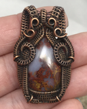 Oxidized Copper Wire Woven Morocco Seam Agate Pendant
