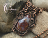 Oxidized Copper Wire Woven Morocco Seam Agate Pendant