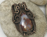 Oxidized Copper Wire Woven Morocco Seam Agate Pendant