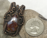 Oxidized Copper Wire Woven Morocco Seam Agate Pendant