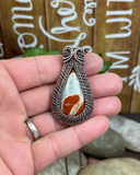 Oxidized Copper Wire Woven Red River Jasper Pendant necklace