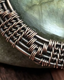 Oxidized Copper Wire Woven Labradorite Pendant