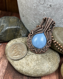 Oxidized Copper Wire Woven Owyhee Blue Opal Pendant necklace