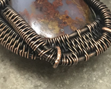 Oxidized Copper Wire Woven Morocco Seam Agate Pendant
