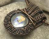 Handmade Oxidized Copper Wire Woven Boulder Opal Gemstone Pendant Necklace