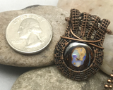 Handmade Oxidized Copper Wire Woven Boulder Opal Gemstone Pendant Necklace