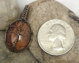 Artisan Oxidized Copper Wire Woven Carnelian Tree Of Life Mini Pendant