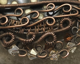 Oxidized Copper Wire Woven Black Spotted Ceramic Pendant