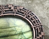 Handmade Oxidized Copper Wire Woven Elegant Green Labradorite Pendant Necklace Jewelry
