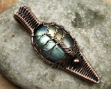 Oxidized Copper Wire Woven Labradorite Tree Of Life Artisan Pendant Necklace