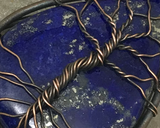Oxidized Copper Wire Woven & Lapis Tree Of Life Pendant