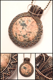 Oxidized Copper Wire Woven Ceramic Pendant