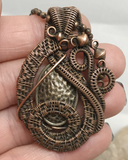 Oxidized Copper Wire Woven & Metal Pendant