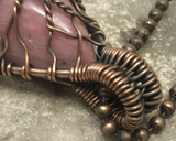 Oxidized Copper Wire Woven & Pink Thulite Mini Tree Of Life Pendant