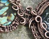 Handmade Oxidized Copper Wire Woven Septarian Gronates & Turquoise Pendant Jewelry Necklace